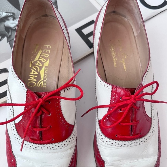 Women’s Salvatore Ferragamo Two-tone Brogue Oxford Shoes Size 8 AA - Picture 5 of 13